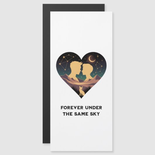 Cosmic Love Story Heart with Lovers and Fox Art (正面/裏面)