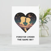 Cosmic Love Story Heart with Lovers and Fox Art サンキューカード (スタンド正面)