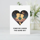 Cosmic Love Story Heart with Lovers and Fox Art サンキューカード (スタンド正面)