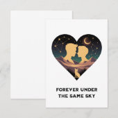 Cosmic Love Story Heart with Lovers and Fox Art サンキューカード (正面/裏面)