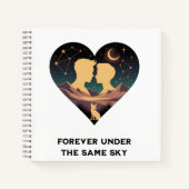 Cosmic Love Story Heart with Lovers and Fox Art ノートブック (正面)