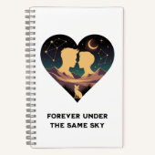 Cosmic Love Story Heart with Lovers and Fox Art ノートブック (正面)