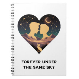 Cosmic Love Story Heart with Lovers and Fox Art ノートブック
