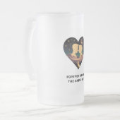 Cosmic Love Story Heart with Lovers and Fox Art フロストグラスビールジョッキ (正面左)