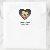 Cosmic Love Story Heart with Lovers and Fox Art 楕円形シール (バッグ)