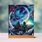 Cosmic Lovers Galaxy Planet Fantasy Acrylic Print アクリルサイン (ニュートラル)