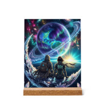Cosmic Lovers Galaxy Planet Fantasy Acrylic Print
