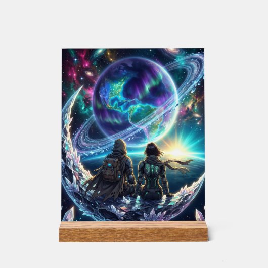 Cosmic Lovers Galaxy Planet Fantasy Acrylic Print アクリルサイン (正面)