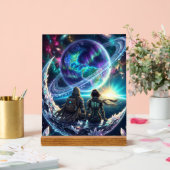 Cosmic Lovers Galaxy Planet Fantasy Acrylic Print アクリルサイン (ウェディング)
