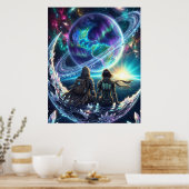 Cosmic Lovers Galaxy Planet Fantasy Acrylic Print ポスター (キッチン)