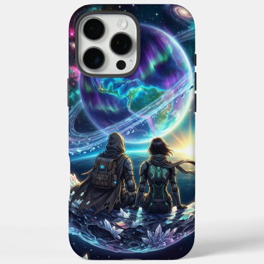 Cosmic Lovers Galaxy Planet Fantasy Acrylic Print Case-Mate iPhoneケース (裏面)