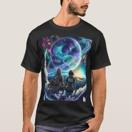 Cosmic Lovers Galaxy Planet Fantasy Acrylic Print Tシャツ