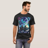 Cosmic Lovers Galaxy Planet Fantasy Acrylic Print Tシャツ (正面フル)