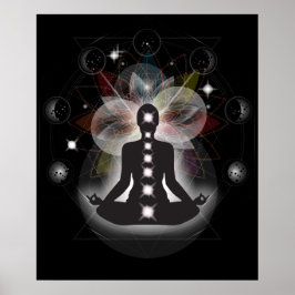 Cosmic Meditation Moon Phase Mandala Poster ポスター