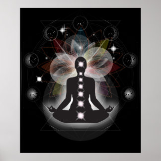 Cosmic Meditation Moon Phase Mandala Poster ポスター