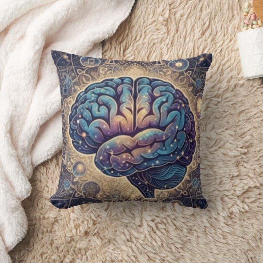 Cosmic Mind Mandala – Abstract Brain Art クッション (ブランケット)