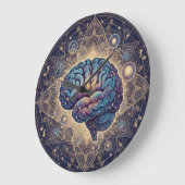Cosmic Mind Mandala – Abstract Brain Art ラージ壁時計 (傾斜)