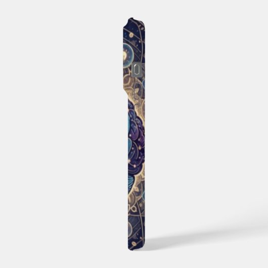 Cosmic Mind Mandala – Abstract Brain Art iPhoneケース (左側面)