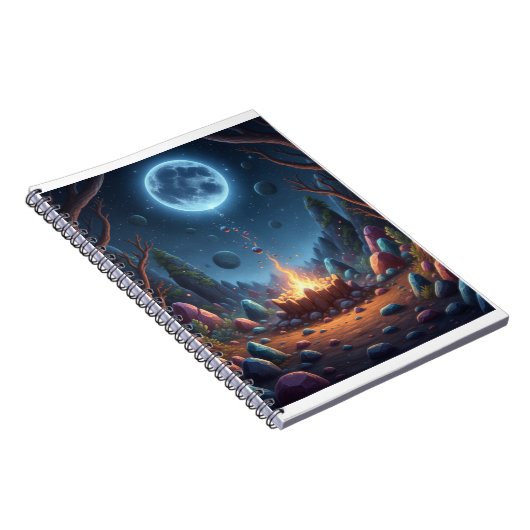 Cosmic Moonlight Campfire Fantasy Spiral Notebook ノートブック (右側)