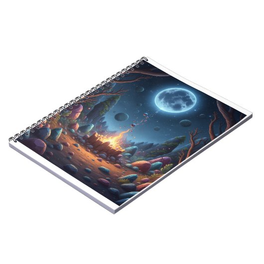 Cosmic Moonlight Campfire Fantasy Spiral Notebook ノートブック (左側)