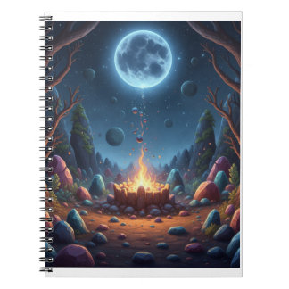 Cosmic Moonlight Campfire Fantasy Spiral Notebook ノートブック
