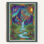 Cosmic Mountain Waterfall Zentangle Nature Journal ノートブック (正面)