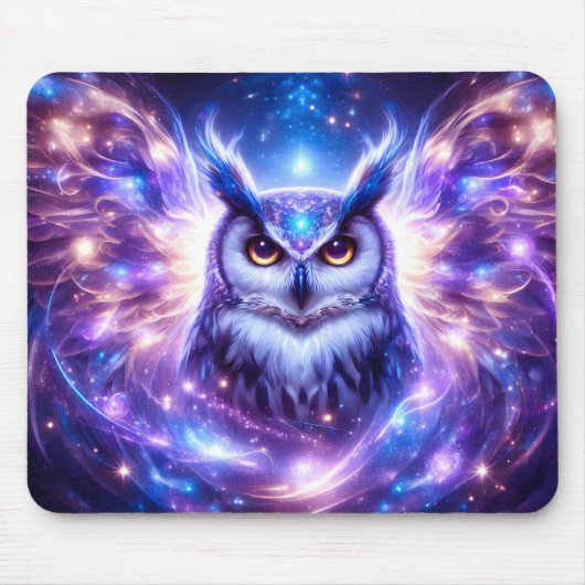 Cosmic Mystical Wisdom Celestial Spiritual Owl  マウスパッド (正面)