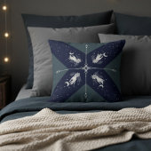 Cosmic Navy Blue and Silver Mystic Moon Hands クッション