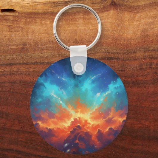 Cosmic Nebula Abstract Galaxy Space Art キーホルダー (正面)