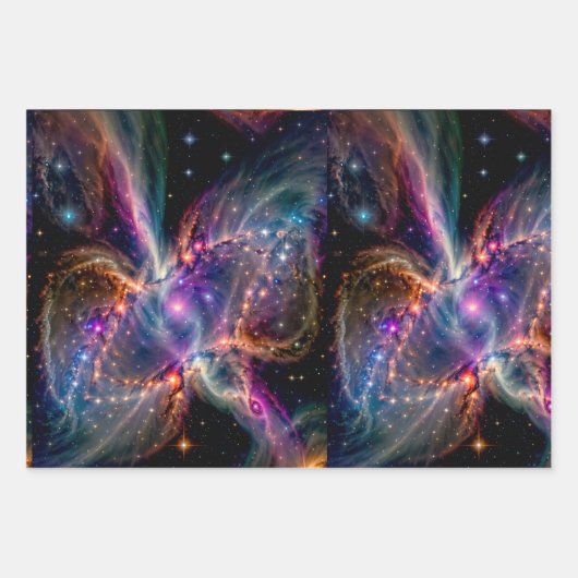 Cosmic Nebula Energy Swirl Wrapping Paper ラッピングペーパーシート (正面)