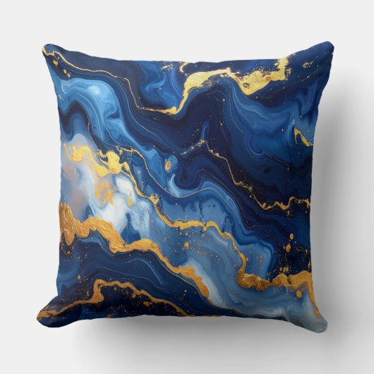 Cosmic Night Marble Abstract Cushion クッション (正面)