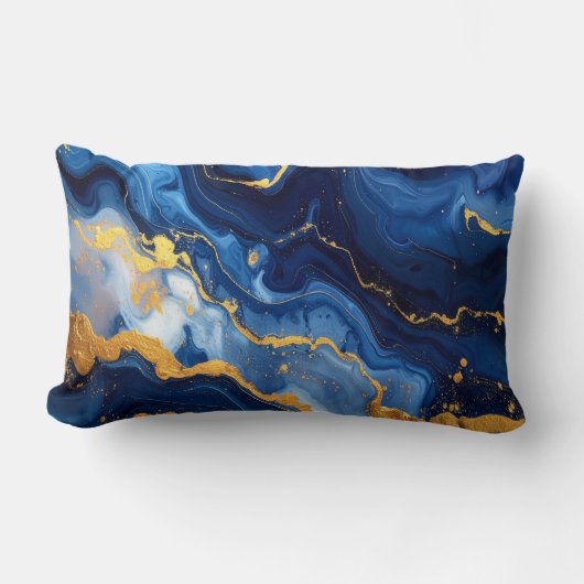Cosmic Night Marble Abstract Cushion ランバークッション (正面)