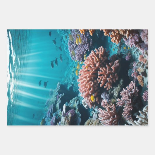 Cosmic Ocean Coral Reef Wrapping Paper ラッピングペーパーシート (正面)