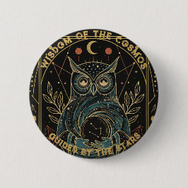 Cosmic Oracle Owl • Mystical Celestial 缶バッジ