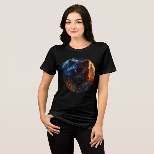 Cosmic Panther – Day and Night Fantasy Art トライブレンドＴシャツ (正面全面)