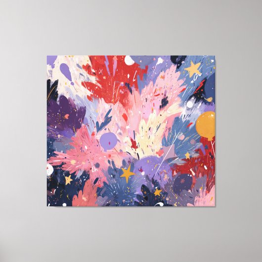 Cosmic Party Abstract Explosion キャンバスプリント (正面)