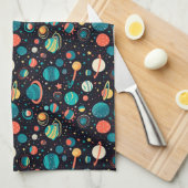 Cosmic Pattern Planets and Stars キッチンタオル (四つ折り)