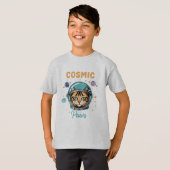 Cosmic Paws Retro Astronaut Cat Tシャツ (正面フル)