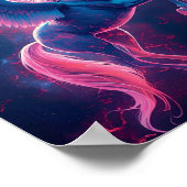 Cosmic Pegasus Wall Art – Neon Blue ポスター (角)