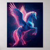 Cosmic Pegasus Wall Art – Neon Blue ポスター (正面)