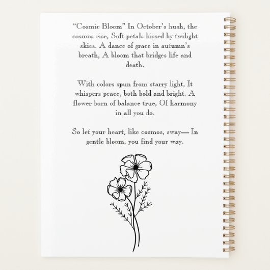Cosmic Petals • October Birth Flower Notebook  プランナー手帳 (裏面)