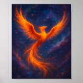 Cosmic Phoenix Rising Fire Bird in Nebula Fantasy  ポスター (正面)