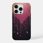 Cosmic Pink Stardust Drip ✨ Black Galaxy Glitter iPhoneケース (裏面)