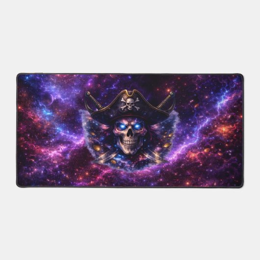 Cosmic Pirate Skull Galaxy Gaming Mouse Pad デスクマット (正面)