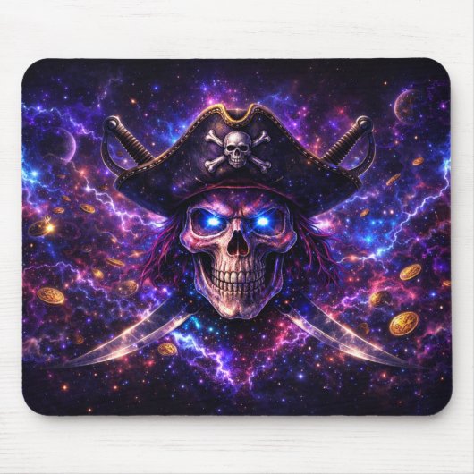 Cosmic Pirate Skull Galaxy Gaming Mouse Pad マウスパッド (正面)