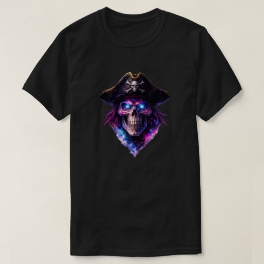 Cosmic Pirate Skull Galaxy Graphic T-Shirt Tシャツ (デザイン正面)