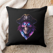 Cosmic Pirate Skull Galaxy Throw Pillow クッション (ブランケット)