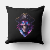 Cosmic Pirate Skull Galaxy Throw Pillow クッション (正面)