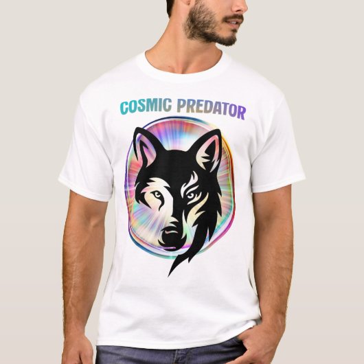 Cosmic Predator Nebula Wolf Tシャツ (正面)