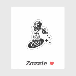 Cosmic Rain – Astronaut Watering Stars Sticker  シール